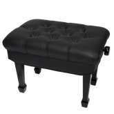 Crown Premium Skirted & Tufted Hydraulic Height Adjustable Piano Bench (Black)